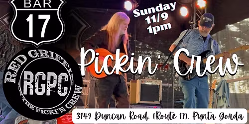 Pickin' Crew on the Stage at Bar 17 this Sunday!