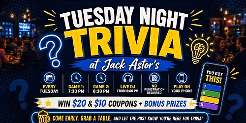 Tuesday Night Trivia at Jack Astor\u2019s