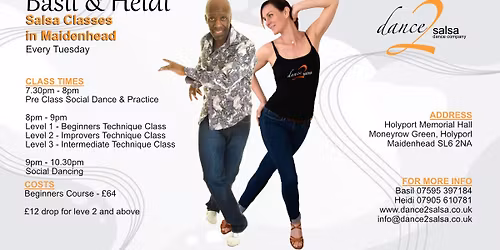 Salsa in Maidenhead - Every Tuesday - Holyport Memorial Hall