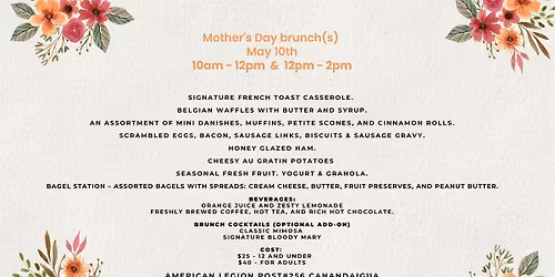Mother\u2019s Day Brunch @ American Legion Canandaigua
