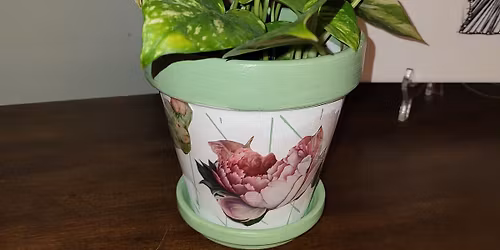 Floral Decoupage Planter (PLANT INCLUDED) Workshop with Donna
