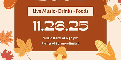 Shaker Run Golf Club \ud83c\udfb6\ud83c\udf42 THANKSGIVING EVE BASH at Mulligans \ud83c\udf42\ud83c\udfb6