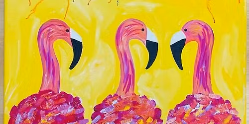 "Tribe Vibe Flamingo Party" Canvas Acrylic Painting Class with Connie at Claytopia