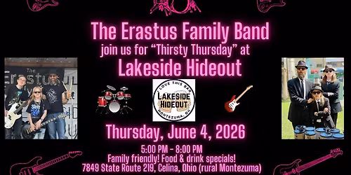 The Erastus Family Band at Lakeside Hideout (Thursday, June 4, 2026, 5-8 PM)