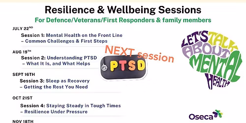 Resiliance and Wellbeing Sessions Defence\/Veterans\/1st Responders