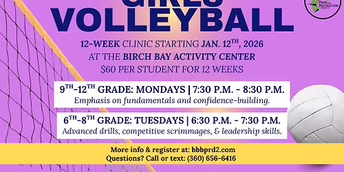 Girls Volleyball Clinics (12 Weeks)