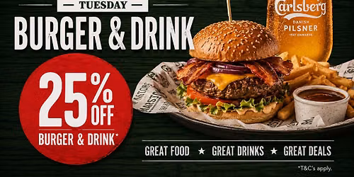 Burger Me! Its Tuesday!! 25% off Burger & Drink
