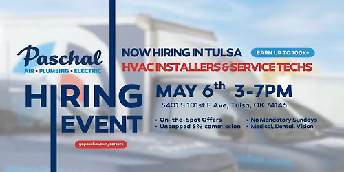 Tulsa Hiring Event: HVAC Installers & Service Techs