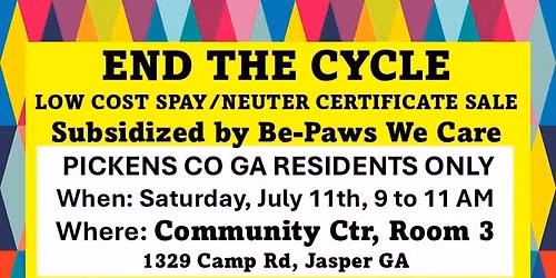Low Cost Spay\/Neuter Certificate Sale - End the Cycle