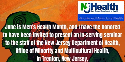 Men\u2019s Health In-serving seminar, NJ Department of Health, Office of Minority-Multicultural Health