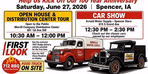 Arnold Motor Supply 100th Anniversary Kick-Off: Open House, Tour & Car Show
