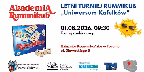 Letni Turniej Rummikub w Toruniu \u201eUniwersum Kafelk\u00f3w\u201d pod Patronatem Prezydenta Miasta Torunia