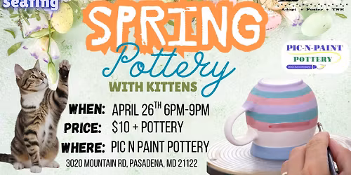 Spring Pottery with Kittens Paint Night
