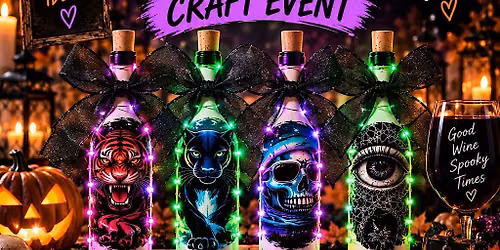 Halloween wine bottle crafting at Wine Cellar Mt Pleasant