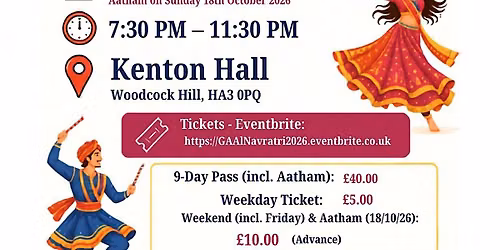 NAVRATRI GARBA - KENTON.  SATURDAY 17TH OCT.
