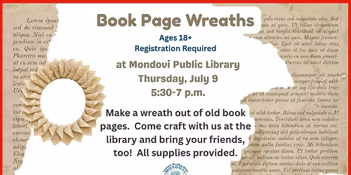 Summer Reading Adult Program: Book Page Wreaths