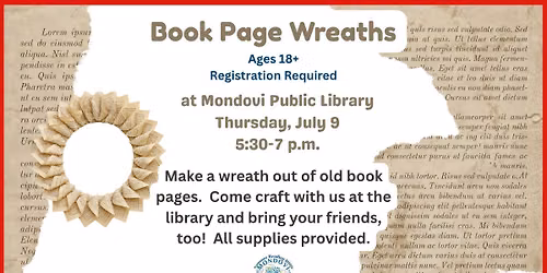 Summer Reading Adult Program:  Book Page Wreaths