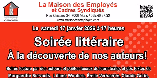 Soirée littéraire...  À la découverte de nos auteurs !