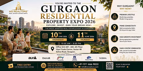 Gurugram Residential Expo 2026\u2014last pre-monsoon, free June 10.