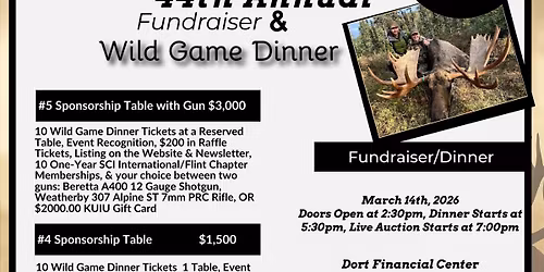 44TH Annual Fundraiser and Wild Game Dinner