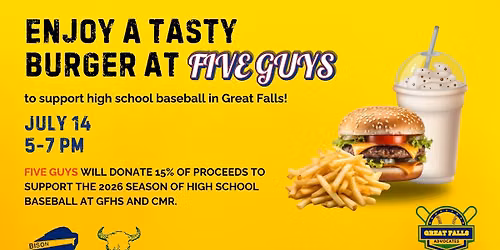 Five Guys High School Baseball Fundraiser
