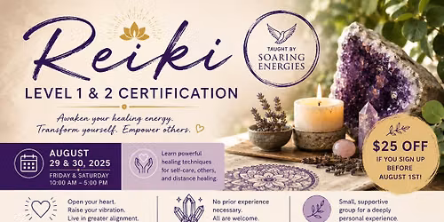 Reiki Level 1 &2 Certification 
