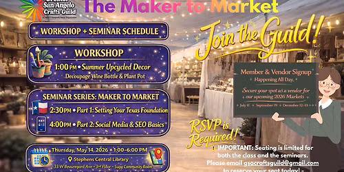 Decoupage Workshop and Makers to Market Seminars
