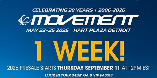 2026 Movement Music Festival - 3 Day Pass at Hart Plaza