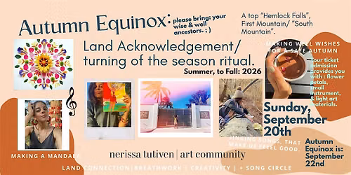 Autumn Equinox: Land Acknowledgement & Ritual (A top "Hemlock Falls")