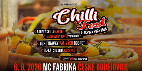 CHILLI FEST PLECHOV\u00c1 HUBA 2026 v \u010cesk\u00fdch Bud\u011bjovic\u00edch