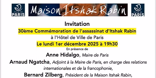 30\u00e8me comm\u00e9moration de l\u2019assassinat d\u2019Itshak Rabin