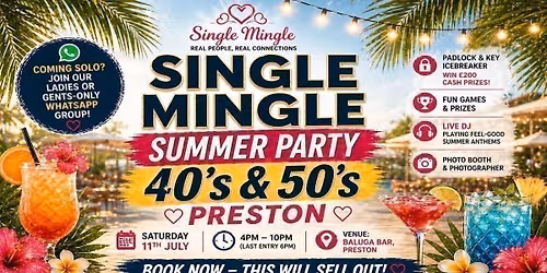 Summer Single Mingle Party (40s &amp; 50s) | Preston | 200+ Singles 