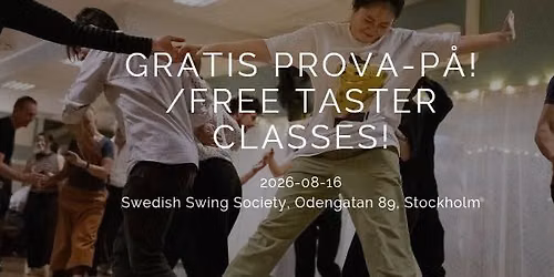 Gratis (free) tasters aug 2026 - lindy hop, balboa, boogie, collegiate shag, jazz, stepp!
