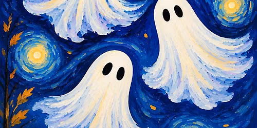 Starry Night Ghosts Art \u2022 Tea \u2022 Wine \u2022 Small Bites at The Vintage Hideaway