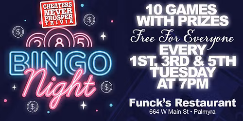 Free Bingo Nights at Funck's Restaurant - Palmyra