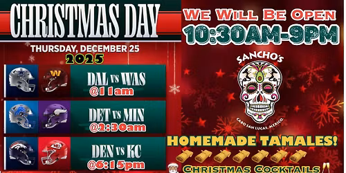 CHRISTMAS DAY @ Sancho\u2019s!