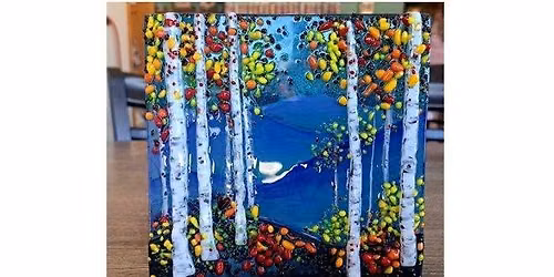Fall Birch Blue Mountains Fused Glass