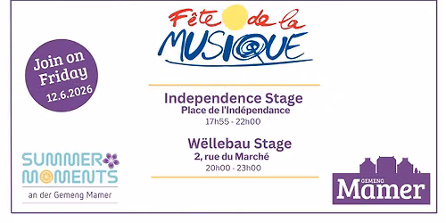 F\u00eate de la Musique 2026 zu Mamer - Join on Friday (12.6.2026)