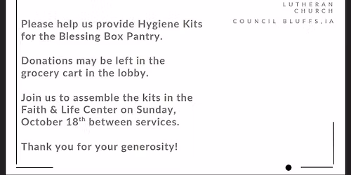 Blessing Box Hygiene Kit Assembly