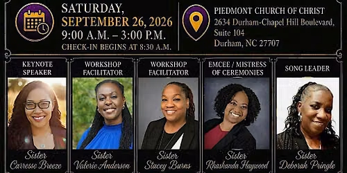 Piedmont Church of Christ's Fall 2026 Ladies' Day "The 5 Crowns"