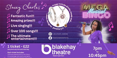 \u2b50MEGA\u2b50 Musical Bingo at The Blakehay Theatre (Weston-super-Mare) - Friday 10th July 7pm