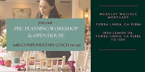 McAulay and Wallace Pre-Planning Workshop May 7th or May 9th