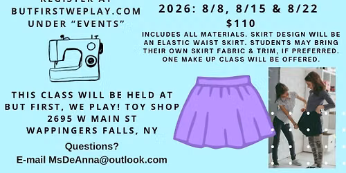 Skirt Sewing Class Ages 7-12