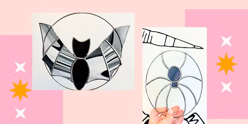 Stained Glass Spider on Web or Bat with Morgan's Stained Glass