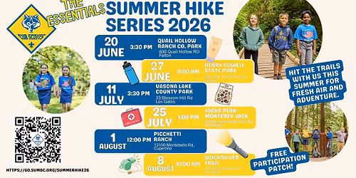 Free Summer Hike Series with Cub Scouts- Vasona Lake Co. Park