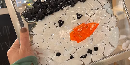 Frosty the Snowman: Crushed Glass Art