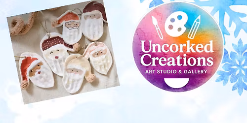 Custom Santa Hand Print Ornaments, Kids Class! With Hot cocoa & Cookies!