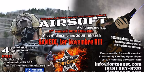 1er samedi soir du mois AIRSOFT 1st Saturday evening of month