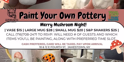 Merry Mushroom - Paint your own pottery night!