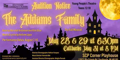 Auditions for SCP's Young People's Theatre: "The Addams Family"!